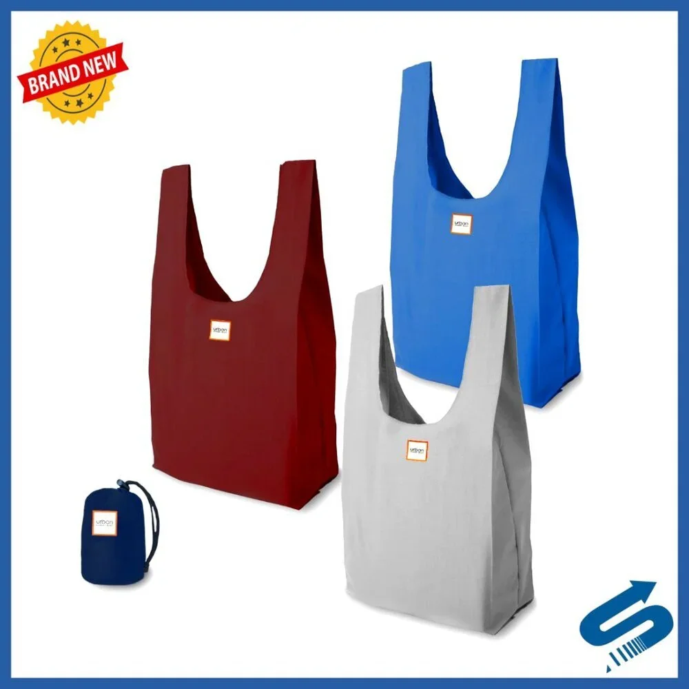 Foldable Reusable Shopping Bags Set Luxury Durable Fabric Compact Pouch Travel